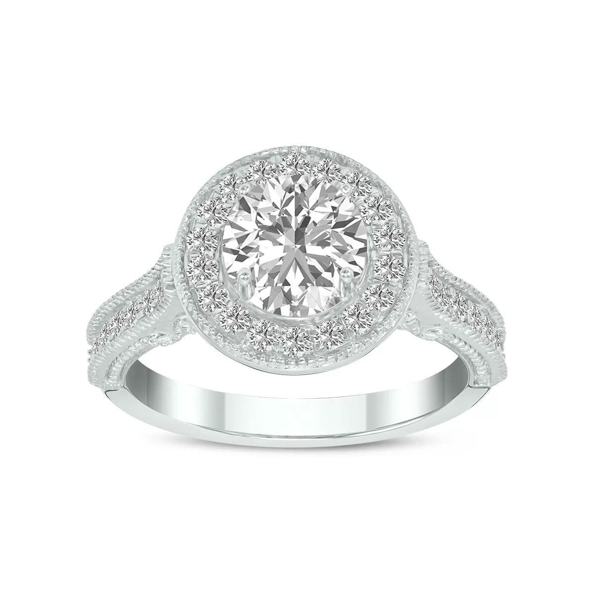 1 1/2 Carat Tw Round Lab Grown Diamond Engagement Ring In 14K White Gold