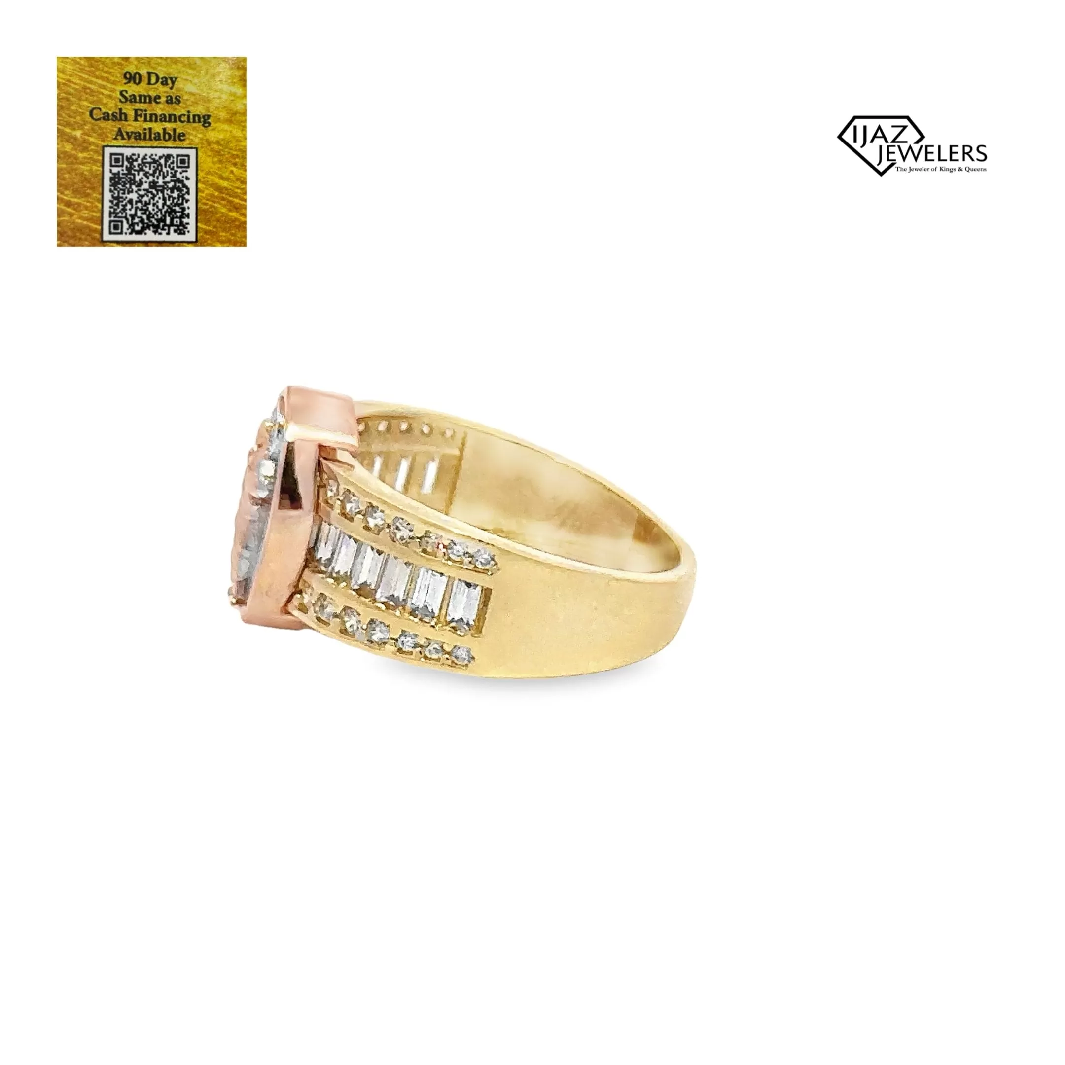 10K Gold Three Tone CZ ST Jude Ring