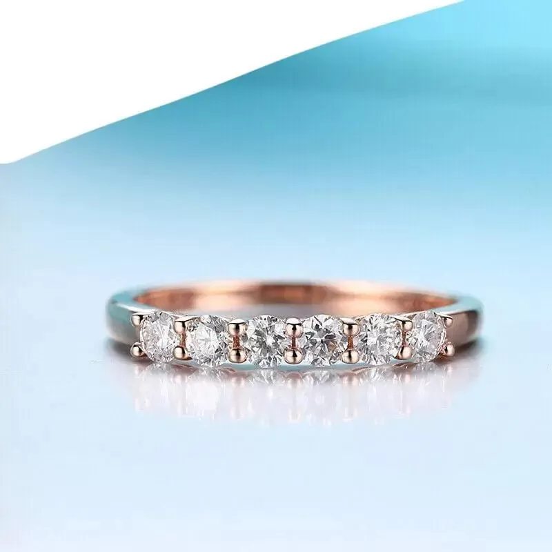 10k Rose Gold 6 Stone Moissanite Anniversary Band 0.36ct Total