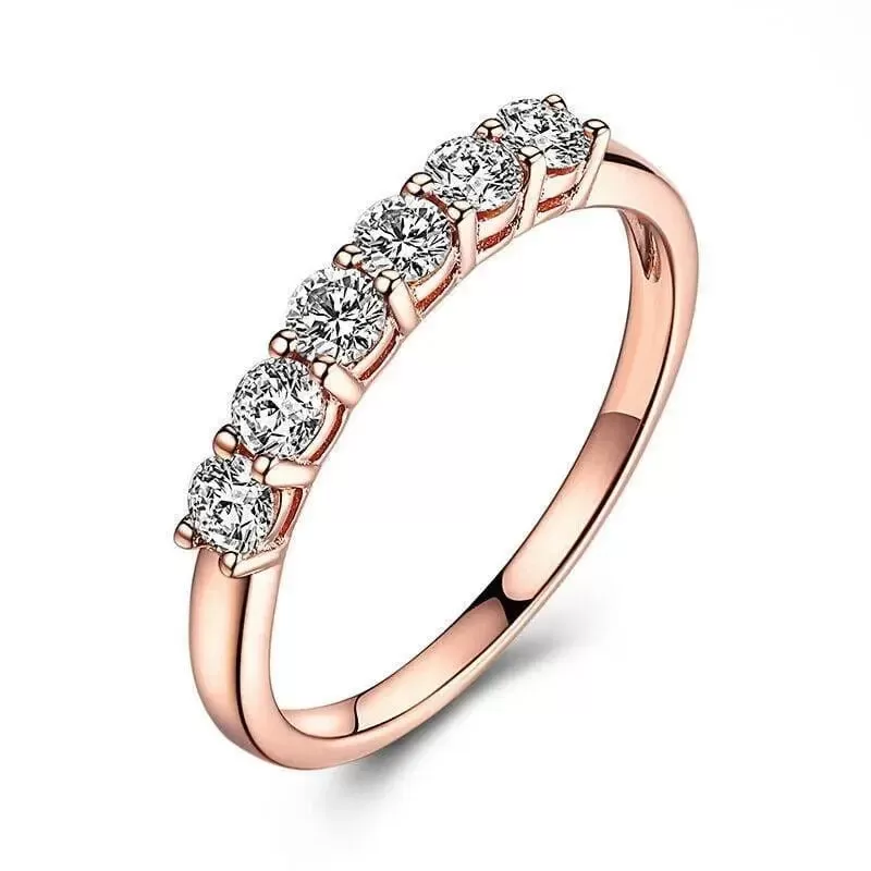 10k Rose Gold 6 Stone Moissanite Anniversary Band 0.36ct Total