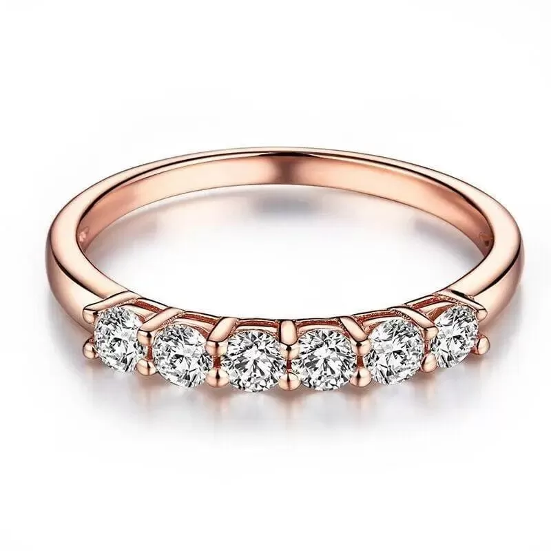 10k Rose Gold 6 Stone Moissanite Anniversary Band 0.36ct Total