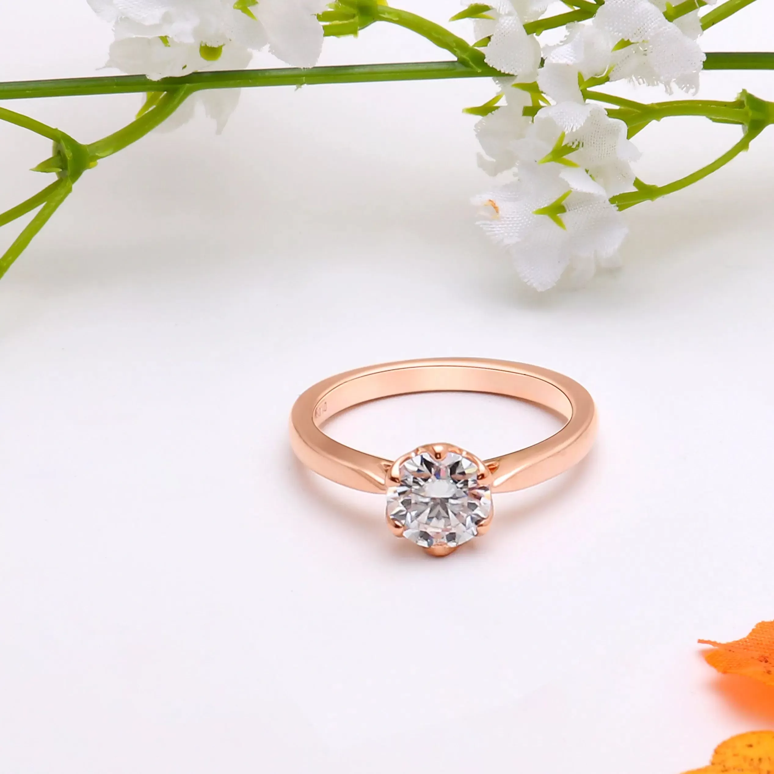 10k Rose, White, Yellow Gold Solitaire Moissanite Rings 1ct