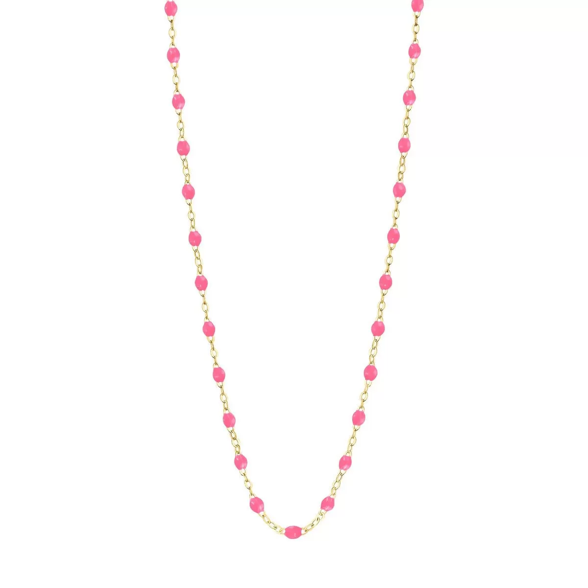 18K Gold and Neon Pink Resin Beaded Classic Necklace