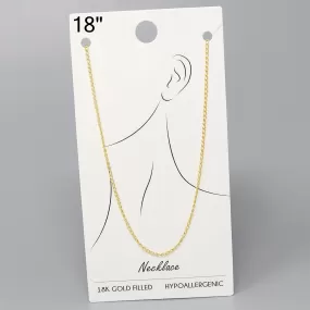 18K Gold Dipped Textured Delicate Chain Necklace - 18"