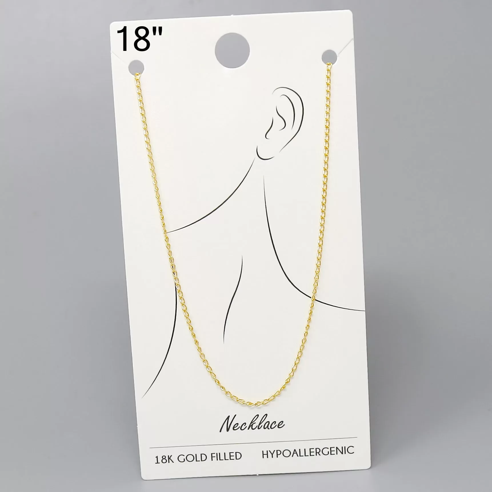 18K Gold Dipped Textured Delicate Chain Necklace - 18"