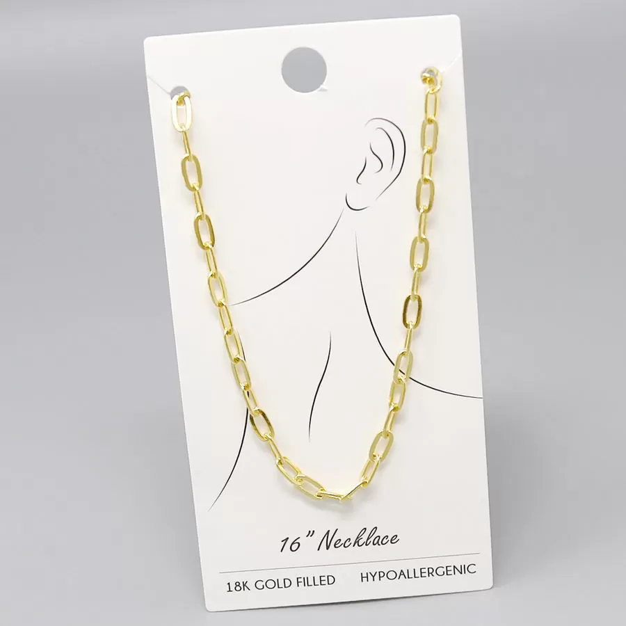 18K Gold Filled Oval Link Chain Short Necklace