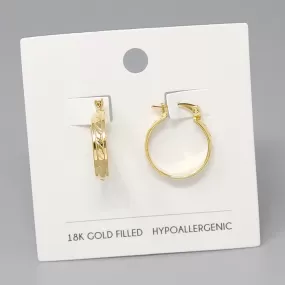 18K Gold Filled Textured Hoop Earrings