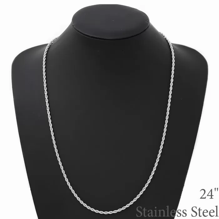 3 MM Rope Chain Stainless Steel Necklace