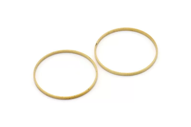 35mm Circle Connectors - 25 Raw Brass Circle Connectors (35x0.8x2mm) D0315