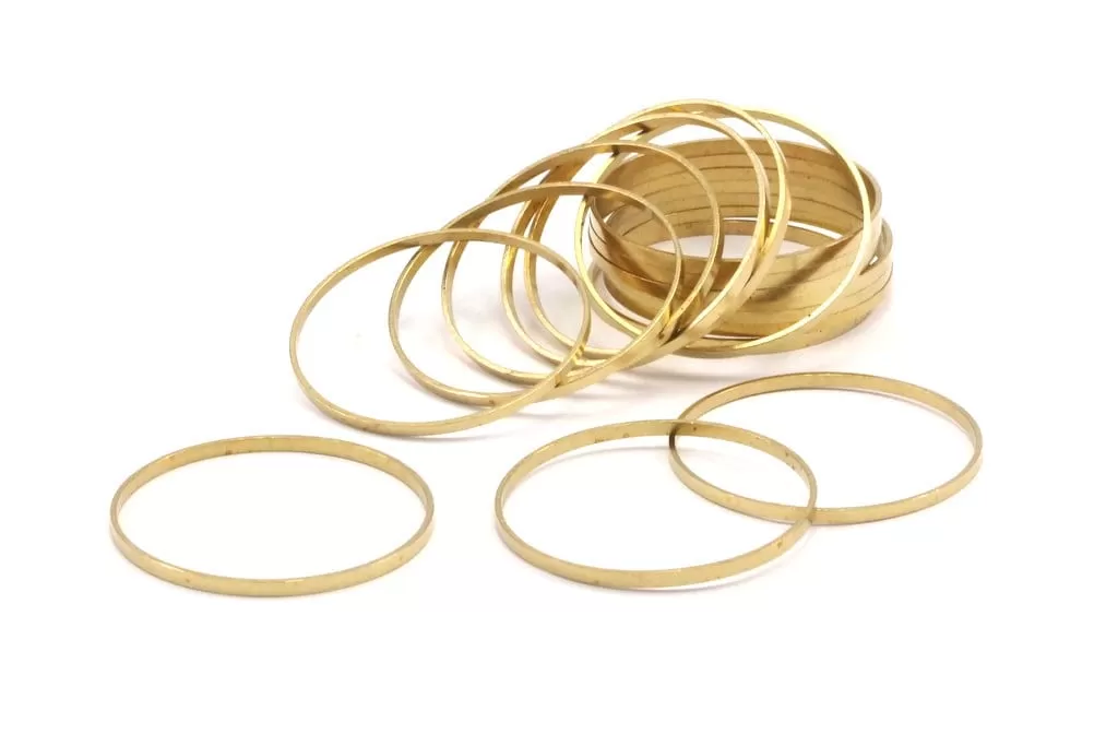 35mm Circle Connectors - 25 Raw Brass Circle Connectors (35x0.8x2mm) D0315