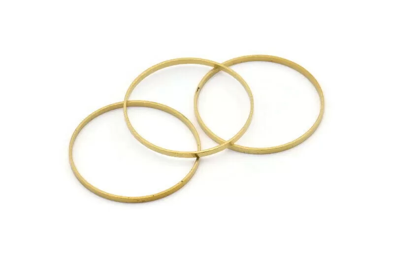 35mm Circle Connectors - 25 Raw Brass Circle Connectors (35x0.8x2mm) D0315