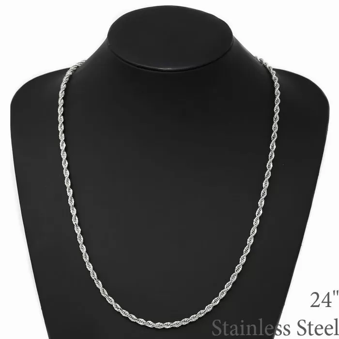 4 MM Rope Chain Stainless Steel Necklace