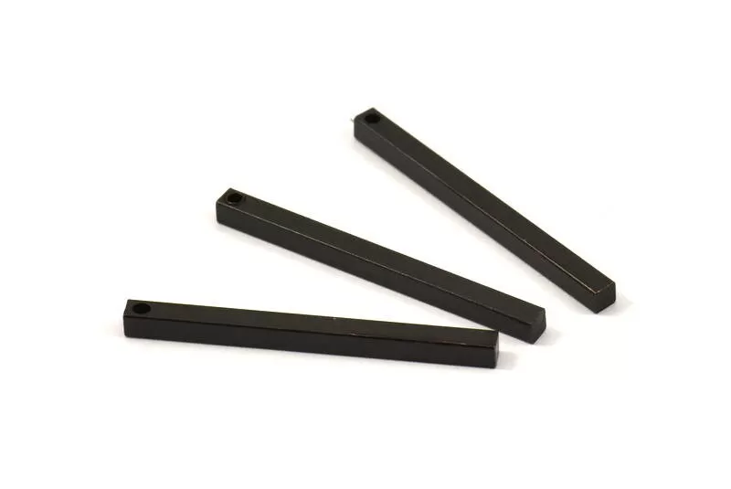 40mm Black Bar Pendant, 6 Oxidized Brass Bars, Necklace, Earring Findings (3x3x40mm) D0243 S580