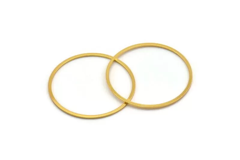 43mm Circle Connectors - 4 Gold Plated Brass Circle Connectors (43x1.4x1mm) A6097