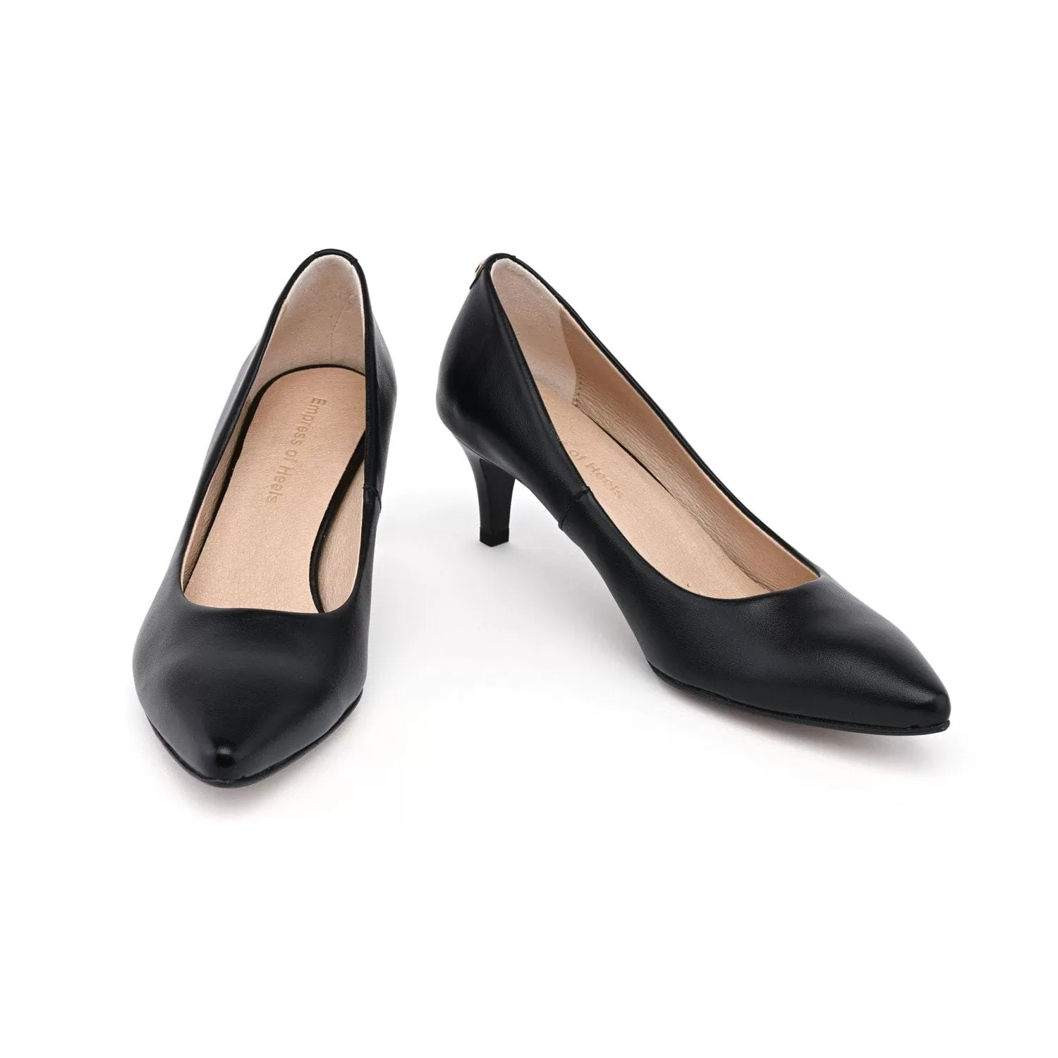 55mm Vegan Apple Leather Heels | Black Beauty