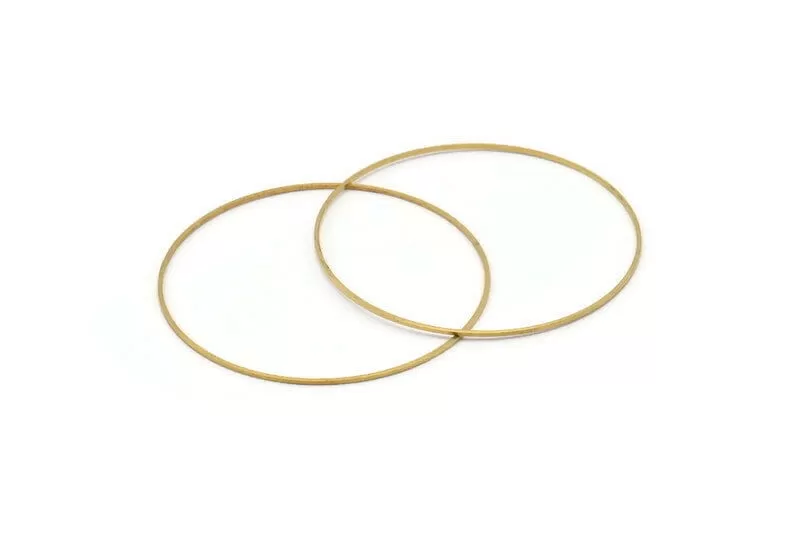 70mm Circle Connectors - 12 Raw Brass Circle Connectors (70x1x1mm) Bs 1103