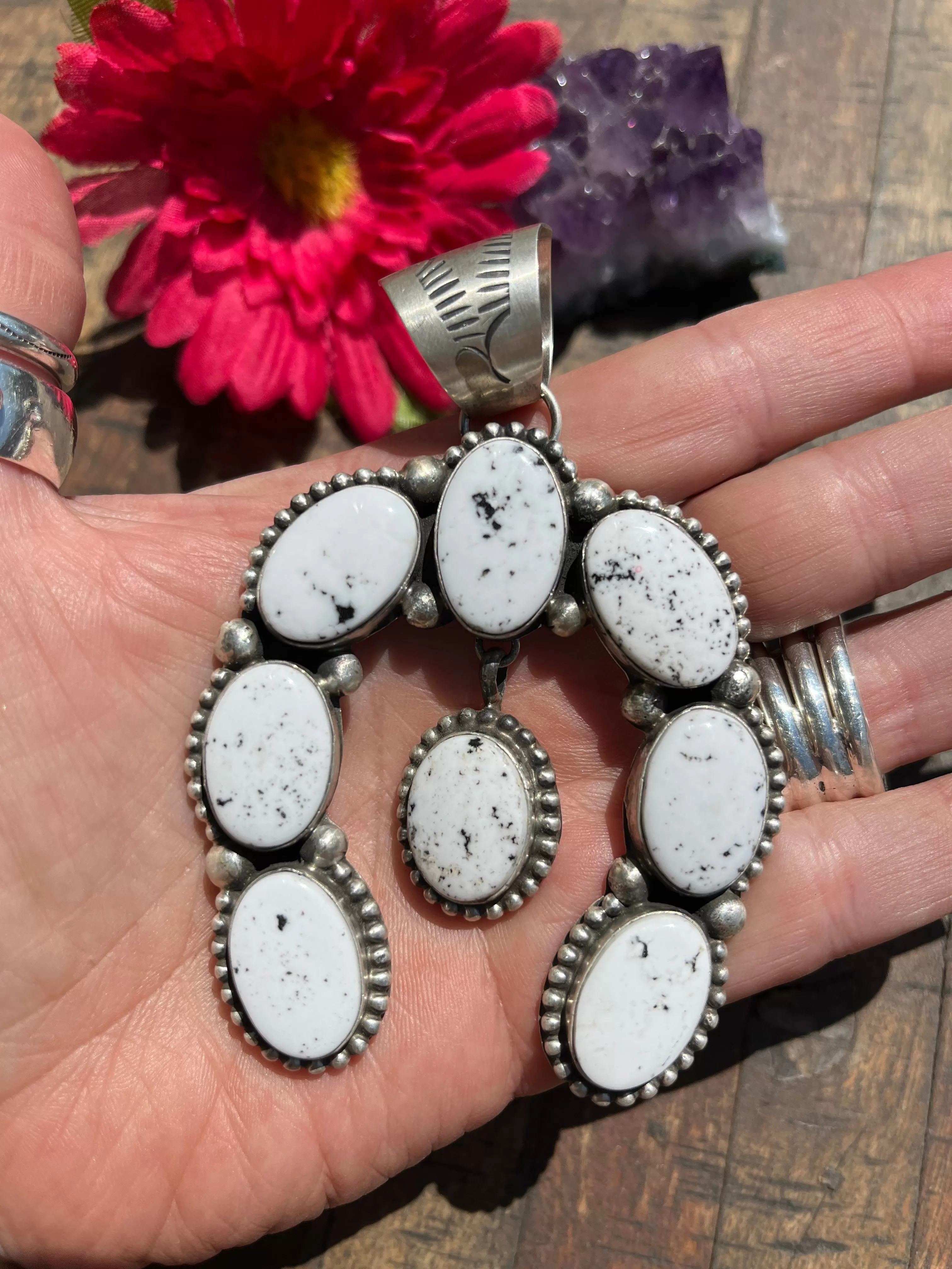 8 Stone White Buffalo Naja Pendant