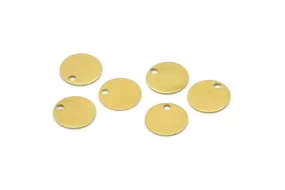 8mm Round Tag, 100 Raw Brass Round Tags, Charms, Findings, Stamping Tag (8mm) Brs75 A0288