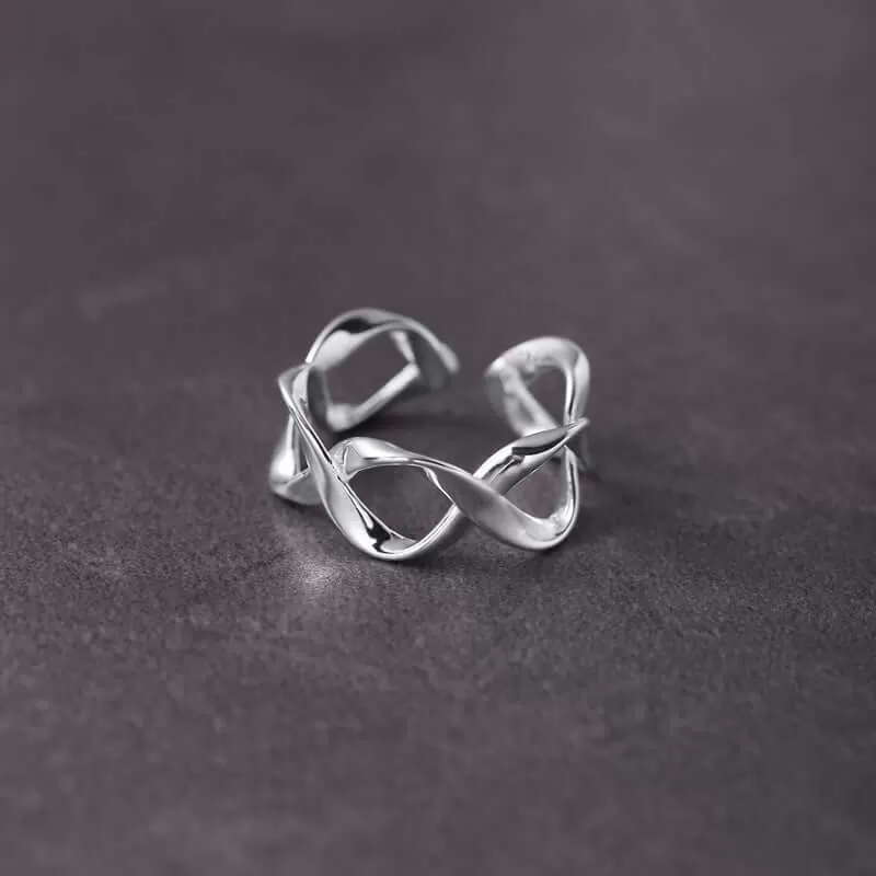 925 Sterling Silver Geometric Hollow Plain Ring