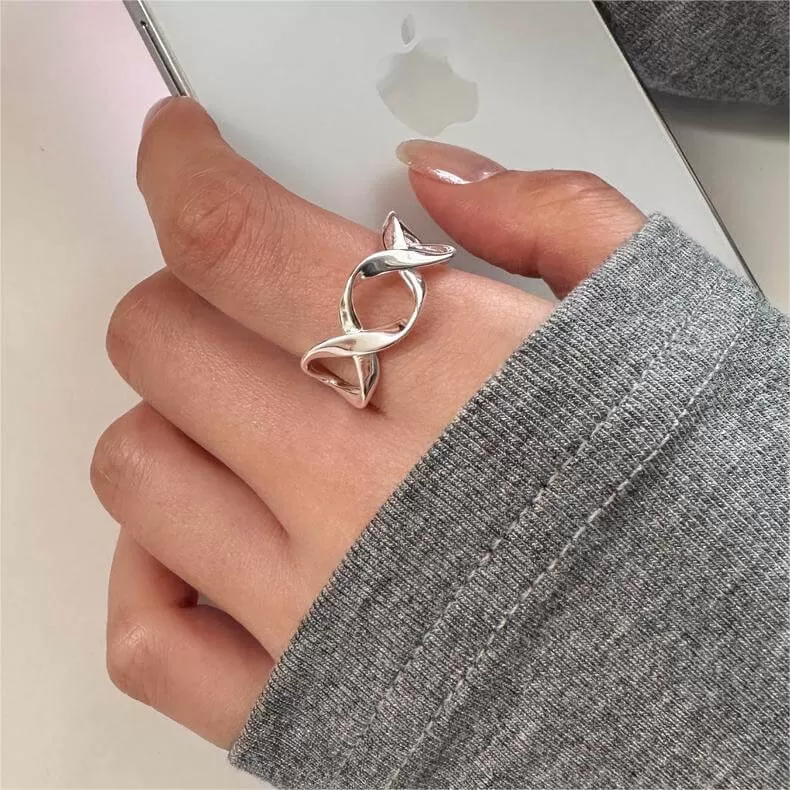 925 Sterling Silver Geometric Hollow Plain Ring