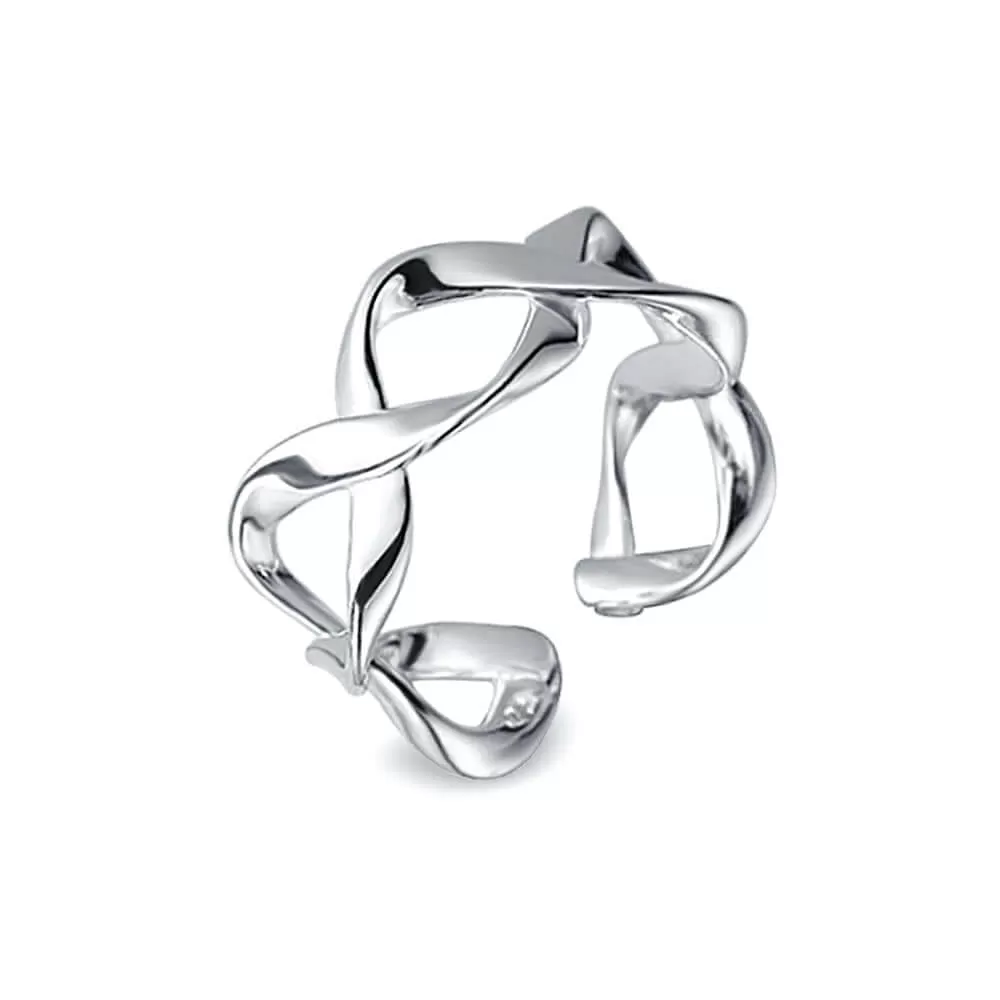 925 Sterling Silver Geometric Hollow Plain Ring