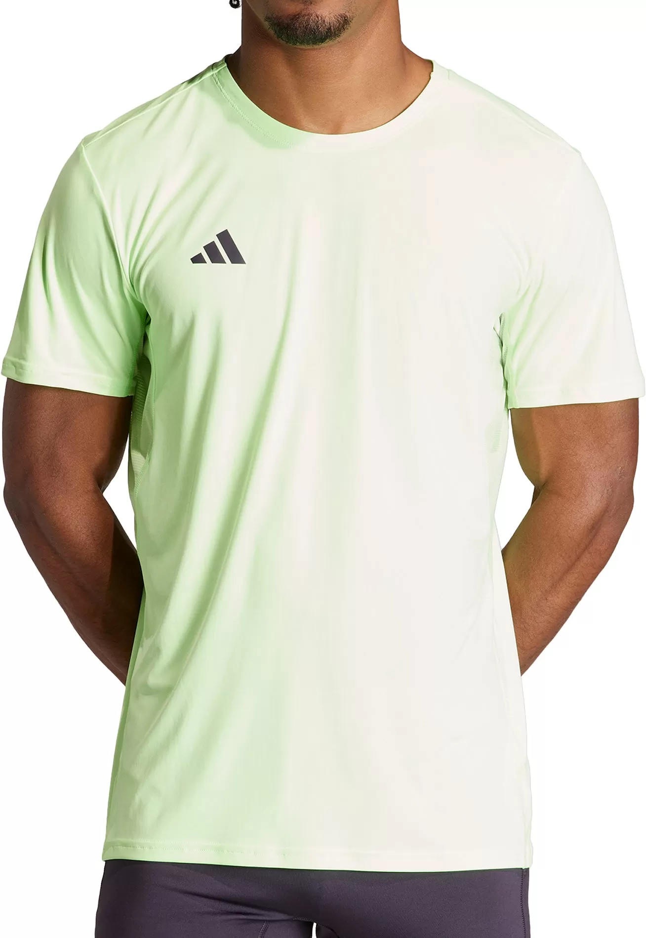 adidas Adizero Essentials Short Sleeve Mens Running Top - Green