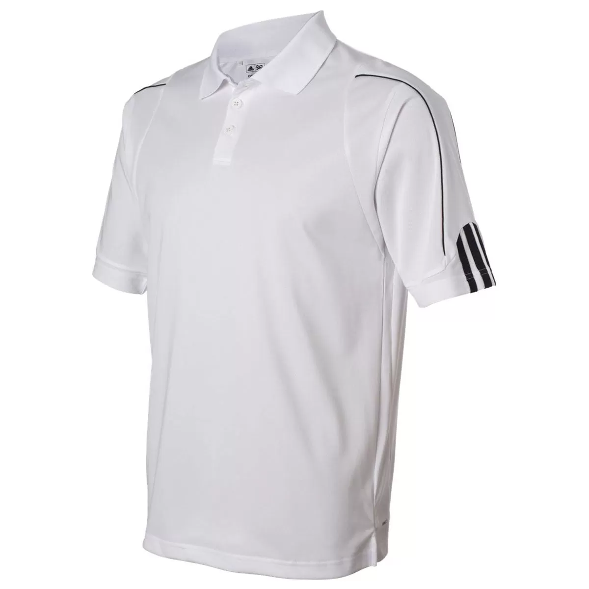 adidas Golf Men's White/Black Climalite 3-Stripes Cuff Sport Shirt