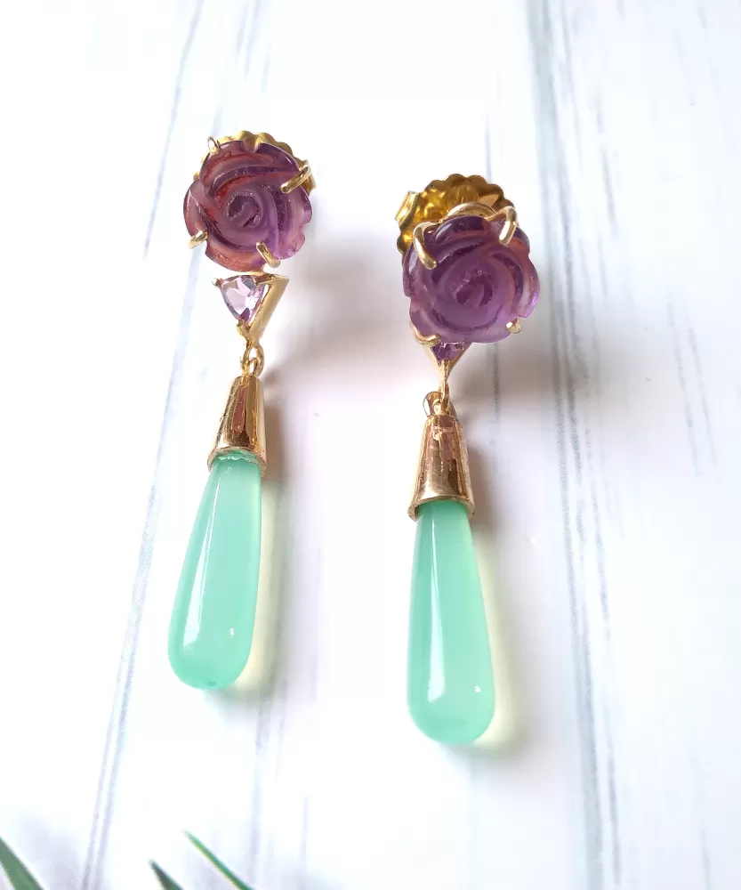 Amethyst Rose Twinset Earrings