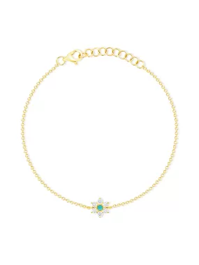 Amy Turquoise Flower Chain Bracelet 14K