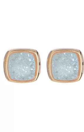 Antique Rounded Square Druzy Stud Earrings