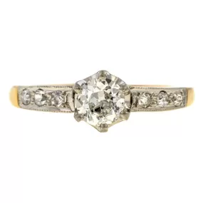 Art Deco Engagement Ring, Transition Round Brilliant 0.56ct.