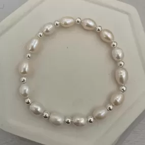 Baroque Pearl Bead Bracelet Sterling Silver