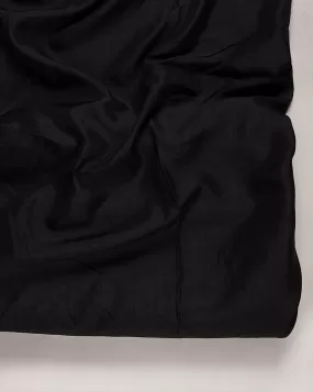 Black Plain Raw Silk Fabric