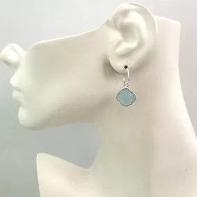 Blue Lace Agate Single Drop Hoop Earrings (stud closure)