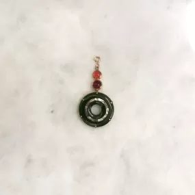 Carnelian, Pink Tourmaline, Green Jade and Mother of Pear Pendant