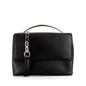 CLARISSA SHOULDER BAG WITH TOP HANDLE - BLACK