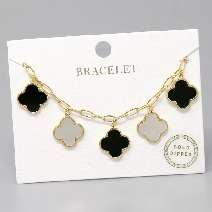 Clover Multi Charm Gold Dipped Bracelet