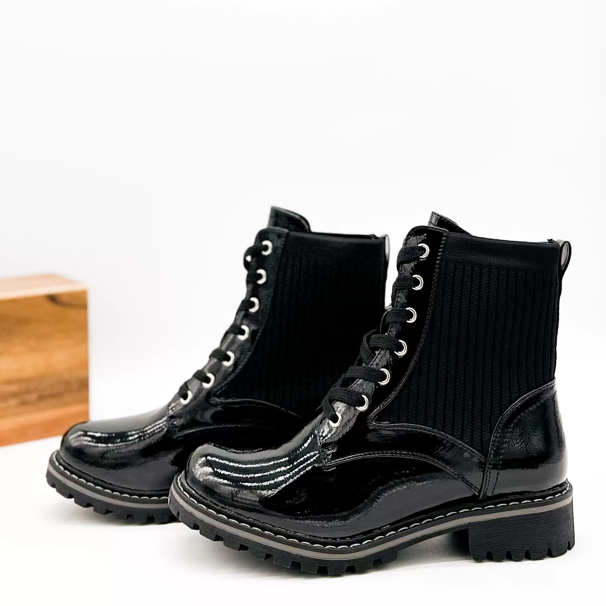 Creep It Real Boot in Black Patent