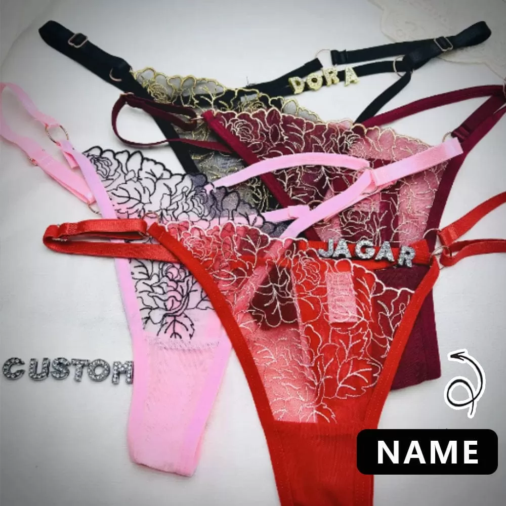 Custom Name Panties Hollow Out Lace Thong Personalized Women Sexy G Strings Panties Lingerie Underwear Intimates Girls Gift(DHL is not supported)