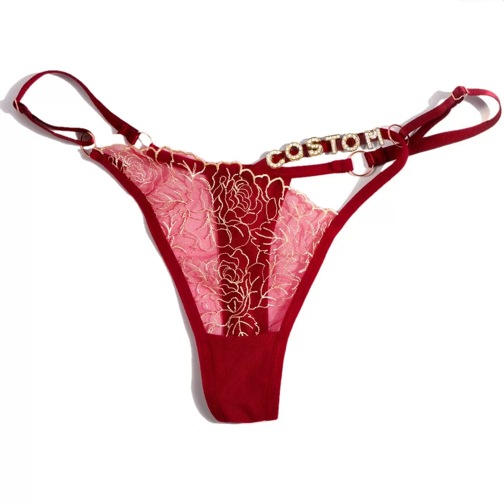 Custom Name Panties Hollow Out Lace Thong Personalized Women Sexy G Strings Panties Lingerie Underwear Intimates Girls Gift(DHL is not supported)