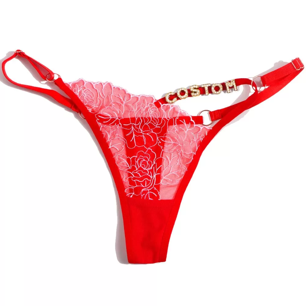 Custom Name Panties Hollow Out Lace Thong Personalized Women Sexy G Strings Panties Lingerie Underwear Intimates Girls Gift(DHL is not supported)