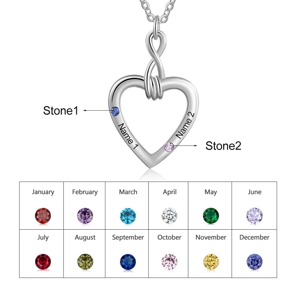 Customized Couple Name Necklace With 2 Birthstones