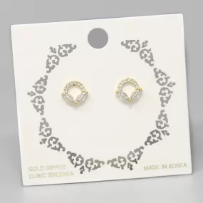 CZ Pave Gold Dipped Stud Earrings