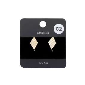 CZ Rhombus Stud Evening Earrings