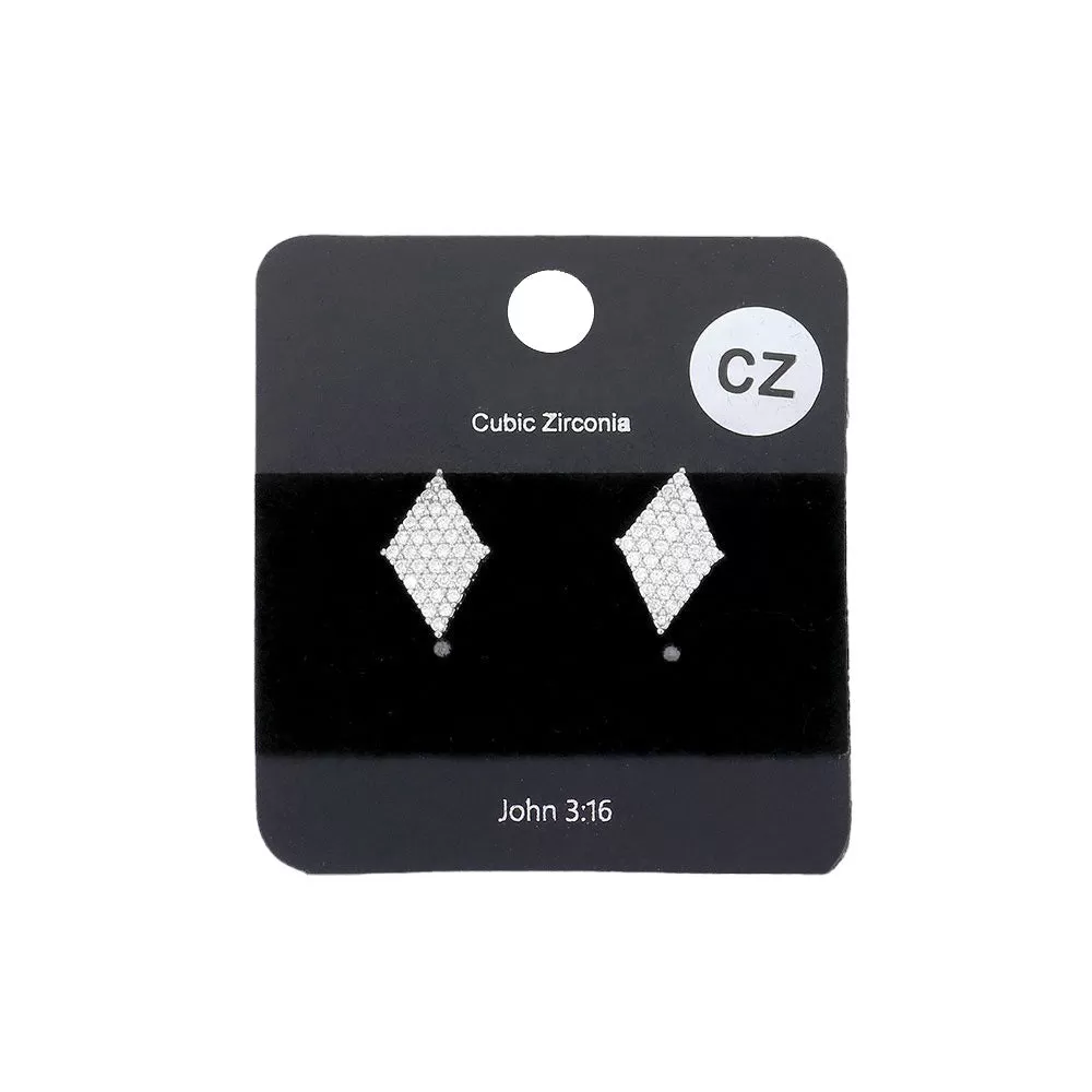 CZ Rhombus Stud Evening Earrings