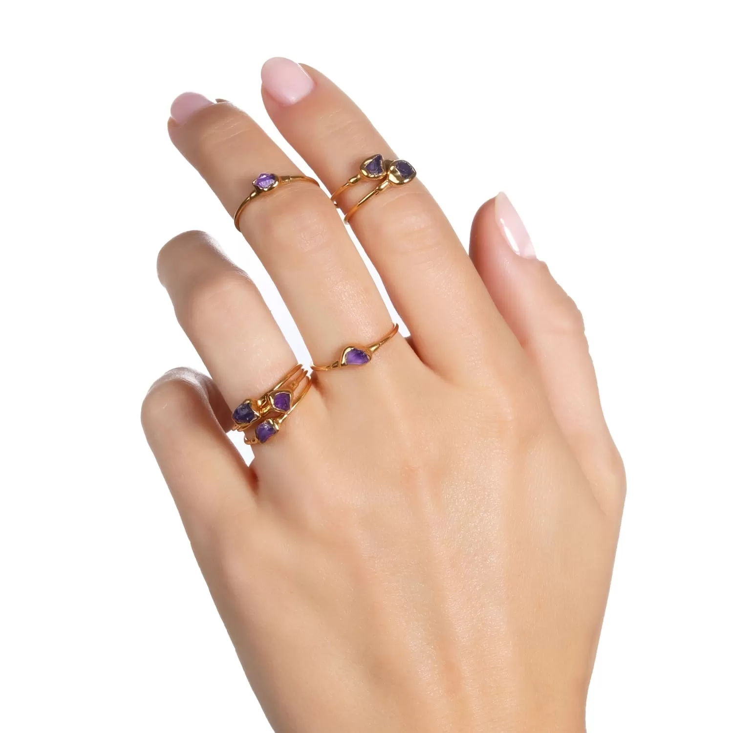 Dainty Raw Amethyst Ring in Gold