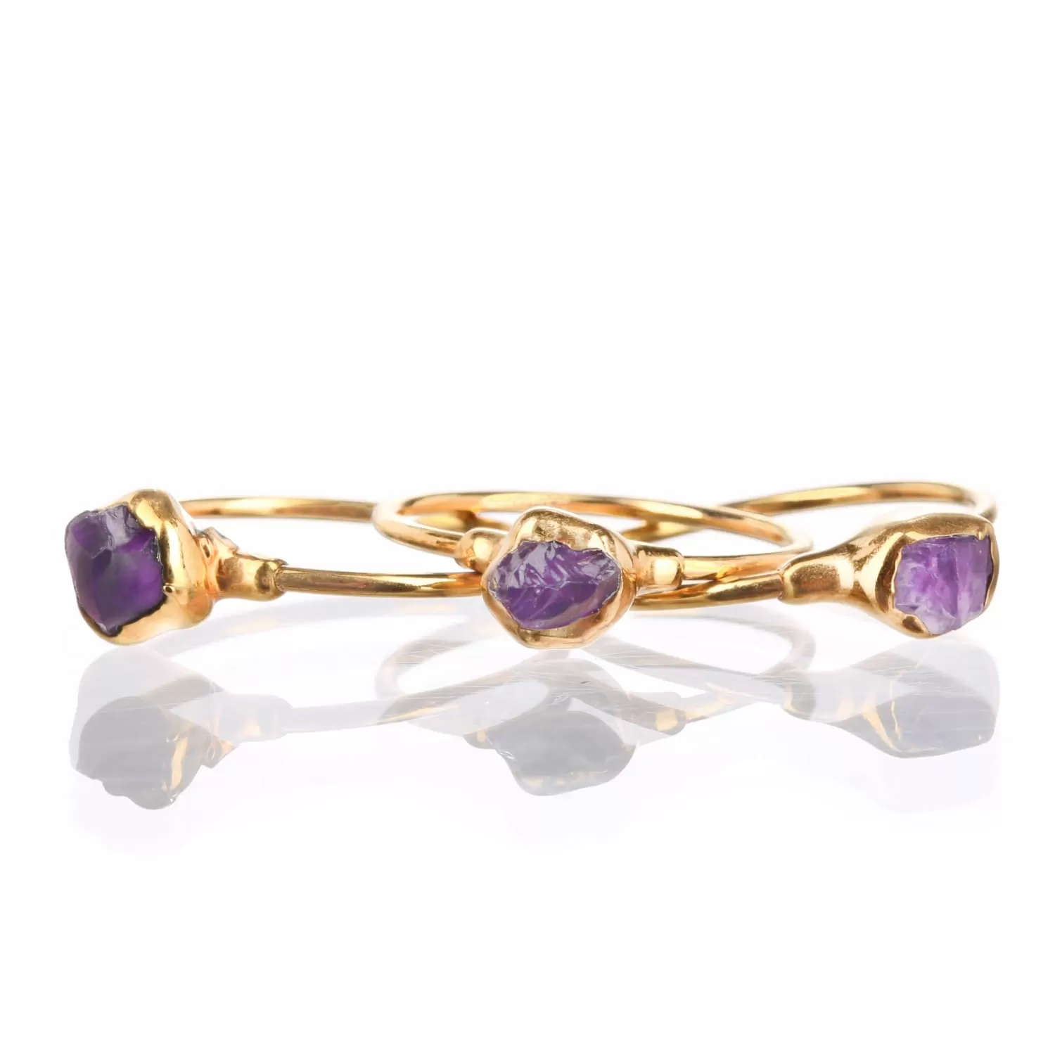 Dainty Raw Amethyst Ring in Gold