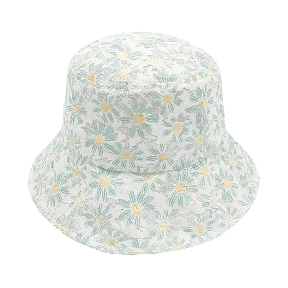 Daisy Flower Print Lace Bucket Hat