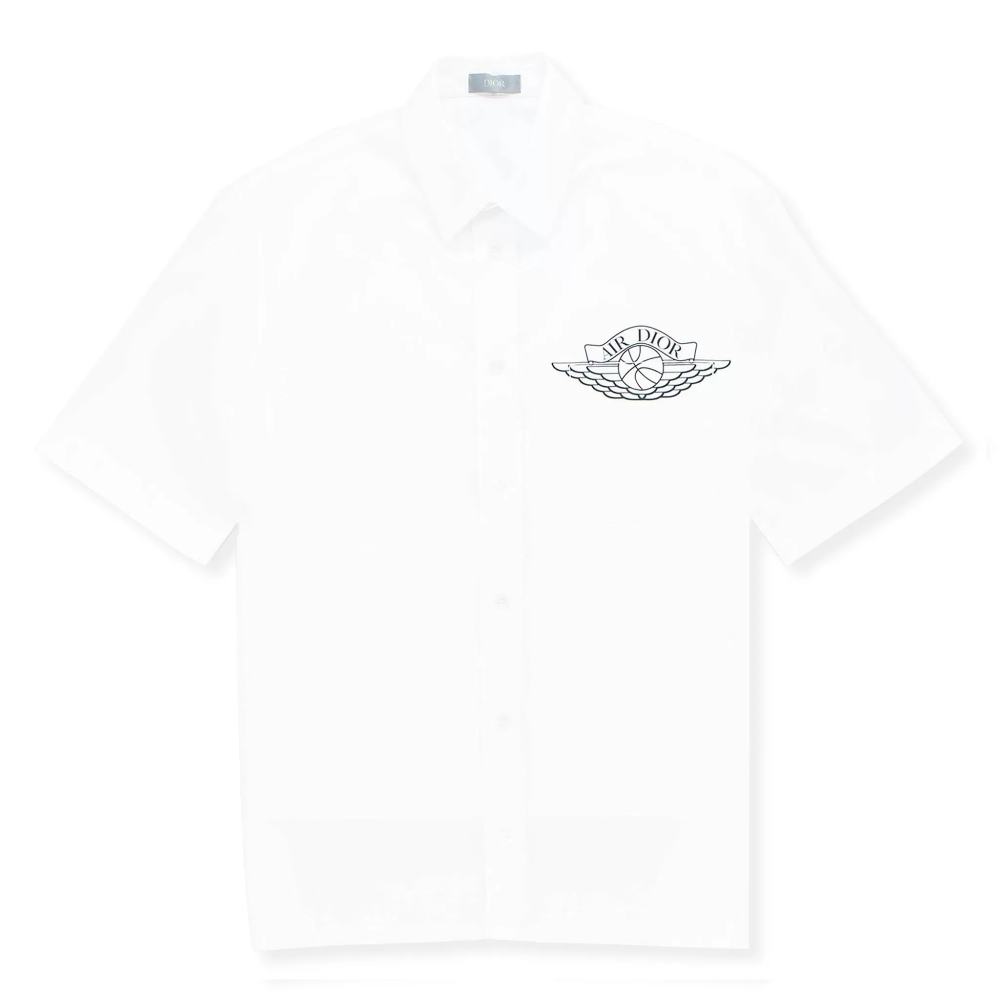 Dior x Jordan Wings Logo Short Sleeve White Shirt