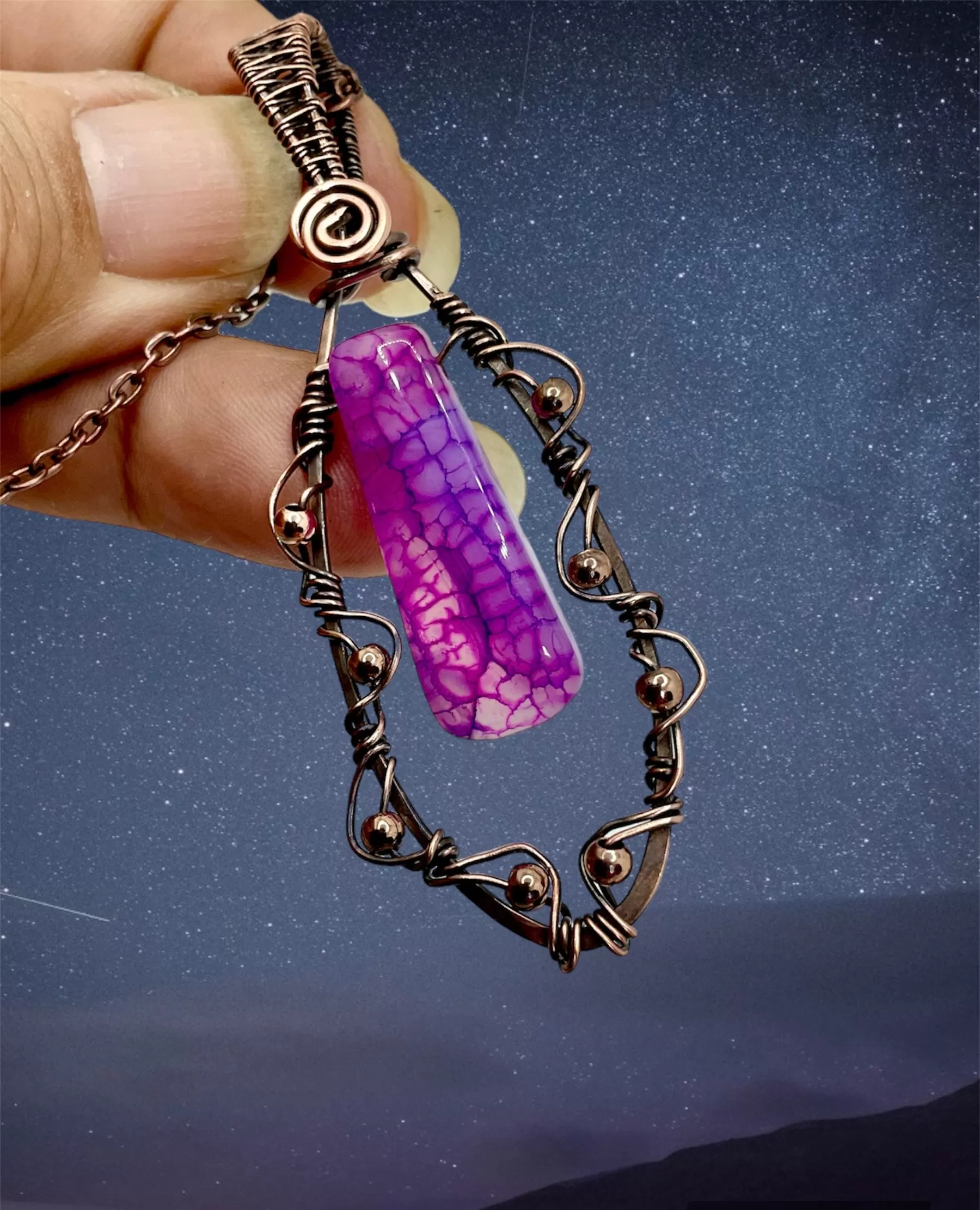 Dragon Vein Agate Wire Wrapped Pendants